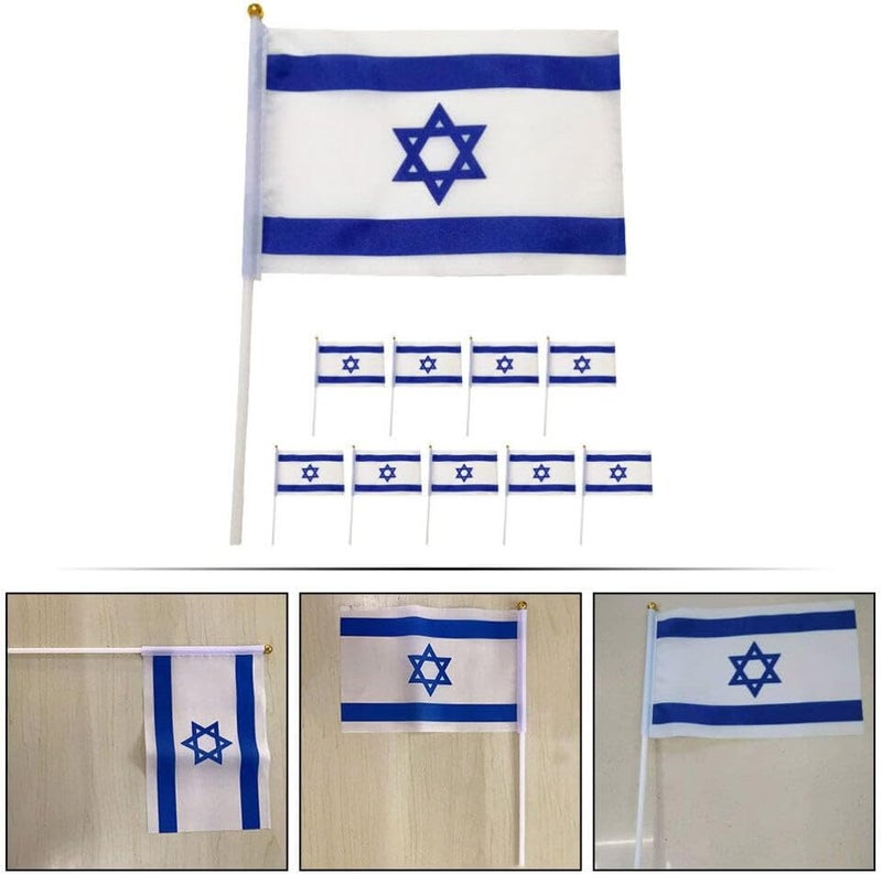 klarako 10pcs Small Israel Flag Stick Handheld Waving Israeli Flags 20 x 28 cm Mini Country Flag for National Day Pride Israeli-themed Festival Party Decorations - Image 3
