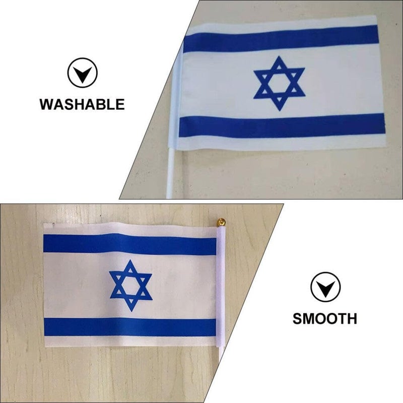 klarako 10pcs Small Israel Flag Stick Handheld Waving Israeli Flags 20 x 28 cm Mini Country Flag for National Day Pride Israeli-themed Festival Party Decorations - Image 5