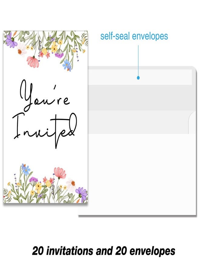 Soiceu Wildflower Birthday Party Invitations with Envelopes Set of 20 Spring Summer Wildflower Birthday Party Invites Fill in Blank - Image 5