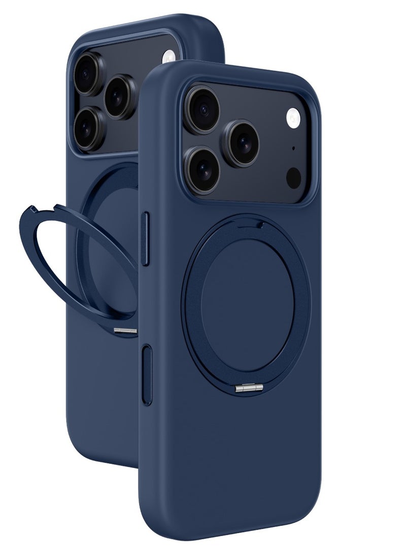 غطاء Cloudie MagSpin سيليكون لجهاز iPhone 17 Pro Max [غطاء زر التحكم في الكاميرا] حافظة قاعدة قابلة للدوران 360° متوافقة مع MagSafe - أزرق