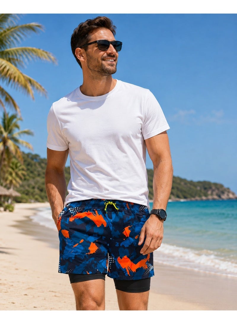 Featherland Men’s 2-in-1 Performance Sports & Swim Shorts with Built-In Compression Liner, Elastic Drawstring Waist, Quick-Dry Breathable Lightweight Fabric, Stretchy Athletic Training Shorts for Running, Gym, Swimming, Beach, Hiking, Fitness & Outdoor Activities - Image 2