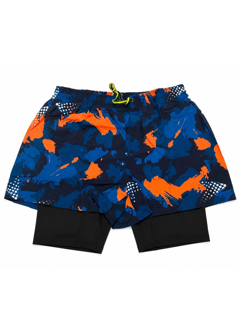 Featherland Men’s 2-in-1 Performance Sports & Swim Shorts with Built-In Compression Liner, Elastic Drawstring Waist, Quick-Dry Breathable Lightweight Fabric, Stretchy Athletic Training Shorts for Running, Gym, Swimming, Beach, Hiking, Fitness & Outdoor Activities - Image 1