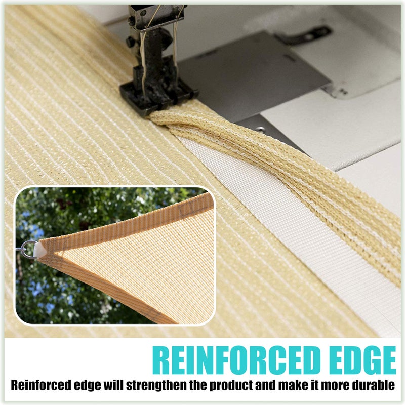 Amgo 10' x 10' x 14' Beige Right Triangle Sun Shade Sail UPF50+ Canopy Awning AGSLT, 95% UV Blockage, Water & Air Permeable, 200GSM Heavy Duty Commercial and Residential (We Make Custom Sizes) - Image 3