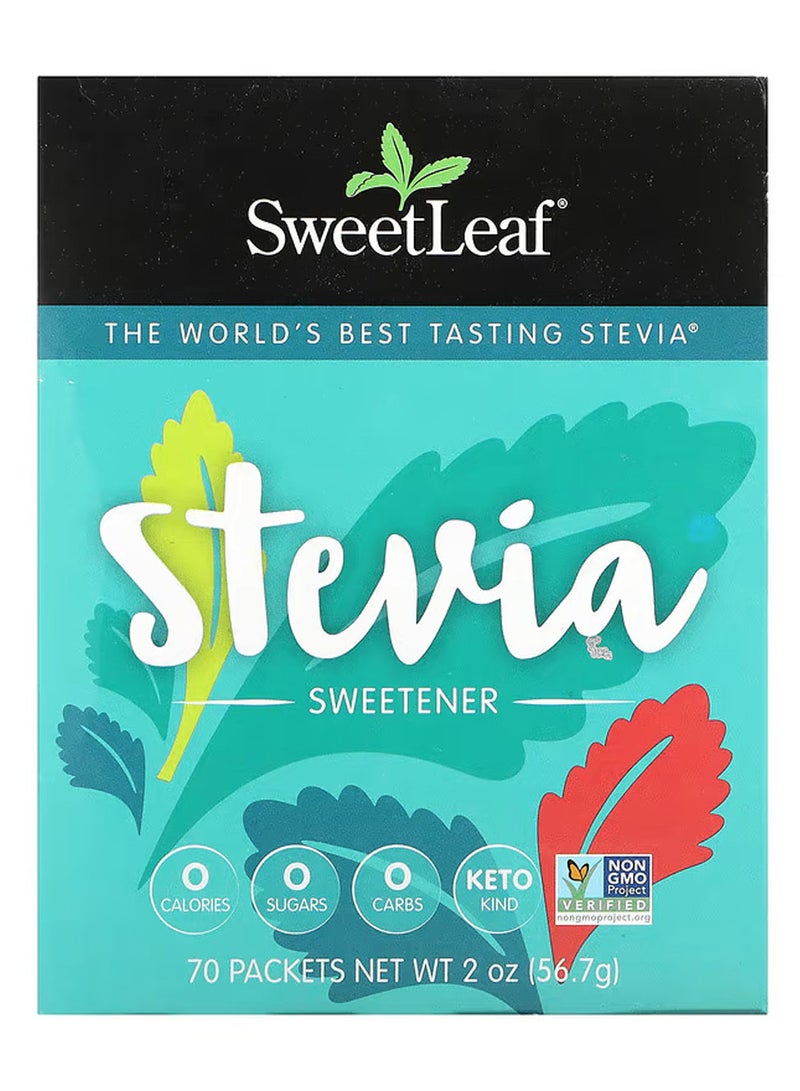 SweetLeaf Stevia, Stevia Sweetener, 70 Packets, Keto Friendly (0.8g) per Packet - Image 1