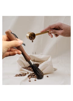 NIBEMINENT Coffee Grinder Cleaning Brush Espresso Machine Natural Walnut Handle with Lanyard Tool for Home Kitchen  - Image 3
