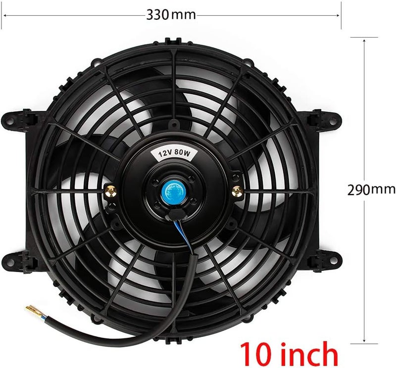 Jtron 10-Inch Universal Electric Radiator Cooling Fan - Slim Push Pull Engine Blade Fan 12V 80W Mount Kit - Image 4