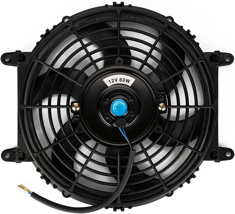 Jtron 10-Inch Universal Electric Radiator Cooling Fan - Slim Push Pull Engine Blade Fan 12V 80W Mount Kit - Image 1