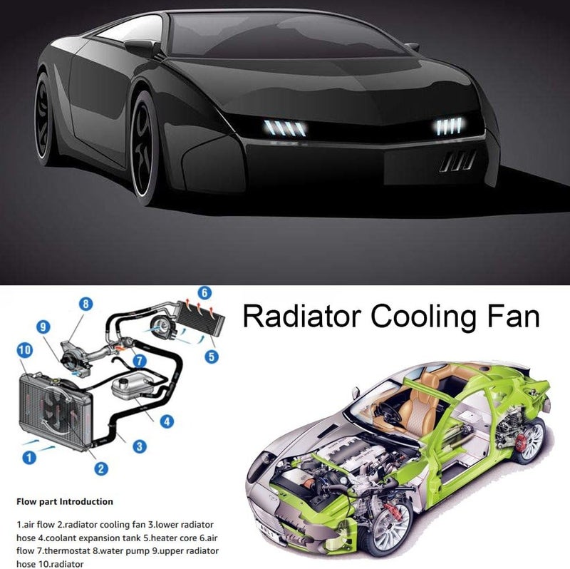 Jtron 10-Inch Universal Electric Radiator Cooling Fan - Slim Push Pull Engine Blade Fan 12V 80W Mount Kit - Image 3