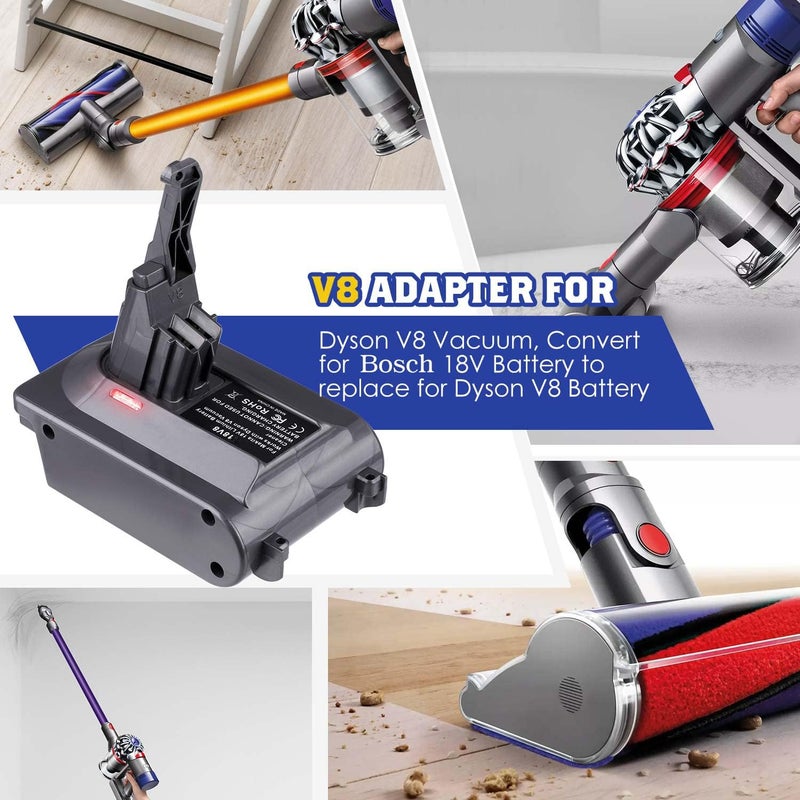 BTRUI محول Dyson V8 لبطارية نظام Bosch Professional 18V، لمكنسة Dyson V8 Animal Fluffy Motorhead اليدوية (محول BOS18V8) - Image 5