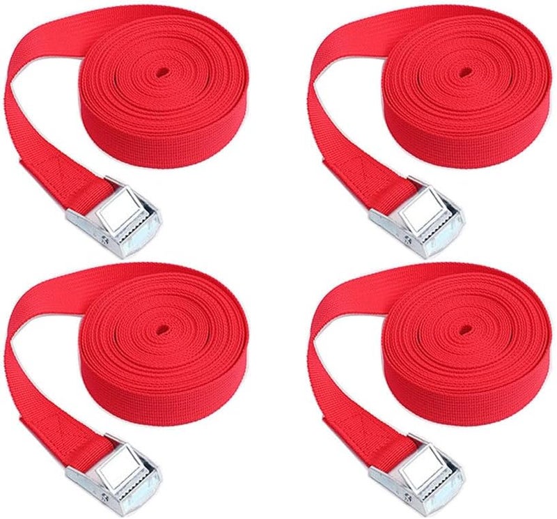 tooloflife Ratchet Tie Down Straps Adjustable Tie Down Strap Tie Down Straps for Cargo Luggage Van Truck Motorcycle Red 2m x 25mm Pack of 4 Cost effective global grade quality - Image 1