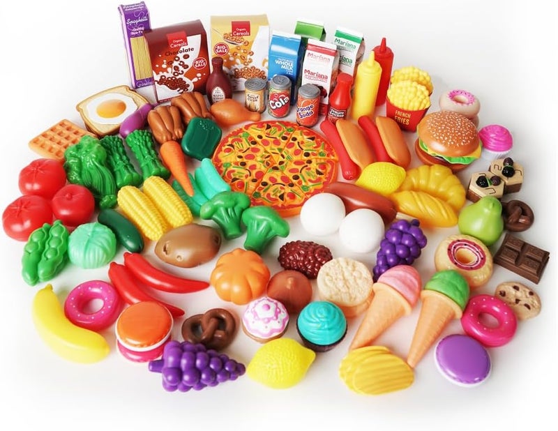 BOLEY Boley Deluxe 120Piece Play Food Assortment Realistic Toy Food for Creative Pretend Play  Great for Kitchen and Grocery Sets - Image 1
