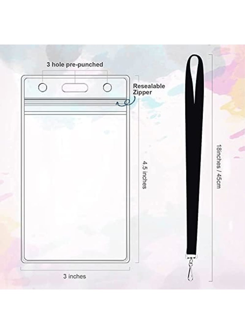 SYOSI حامل بطاقات الهوية، 12 قطعة حامل بطاقات شفاف مع حبل قابل للفصل، حامل متعدد للبطاقات مع إعادة إغلاق مقاومة للماء، حامل بطاقة اسم للممرضات، المكتب والمدرسة، عمودي - Image 3