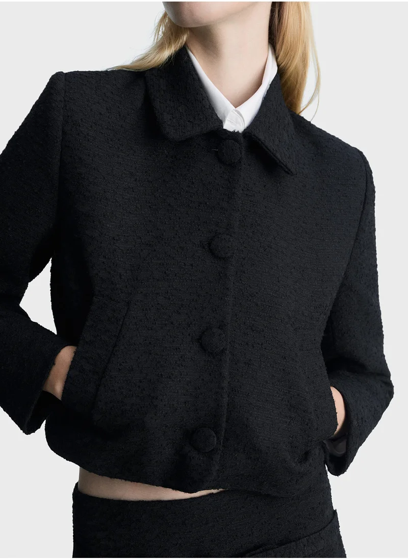 MANGO Crop Tweed Jacket