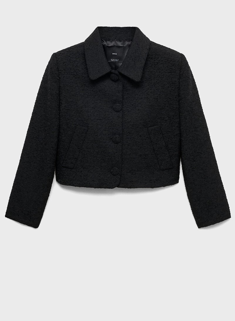 مانجو Crop Tweed Jacket - Image 5