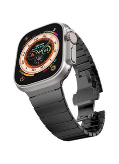 Generic Comfortable Coverage Apple Watch Ultra Link 49mm Stainless Steel Band Strap Strap With Folding Buckle For Apple Watch Series 8 & 8 Ultra Men's 49mm 45mm - Black  - Image 2