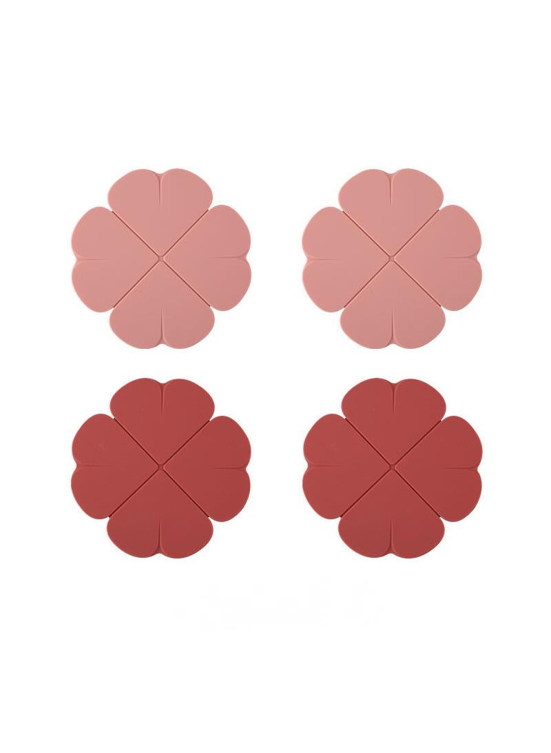 4pcs insulation mat, dining table mat, cup mat, meal mat, silicone household anti slip and anti scalding pot mat