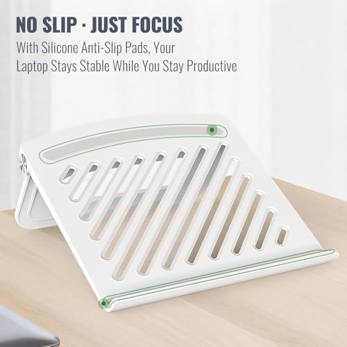 KYQEE Cute Pink Laptop Stand for Desk - Adjustable Foldable Laptop Riser, Fun White Elephant for Women Coworkers, Ventilated & Sturdy with Anti-Slip Pads for MacBook, Home, Office - Image 4