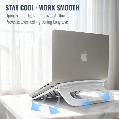 KYQEE Cute Pink Laptop Stand for Desk - Adjustable Foldable Laptop Riser, Fun White Elephant for Women Coworkers, Ventilated & Sturdy with Anti-Slip Pads for MacBook, Home, Office - Image 5