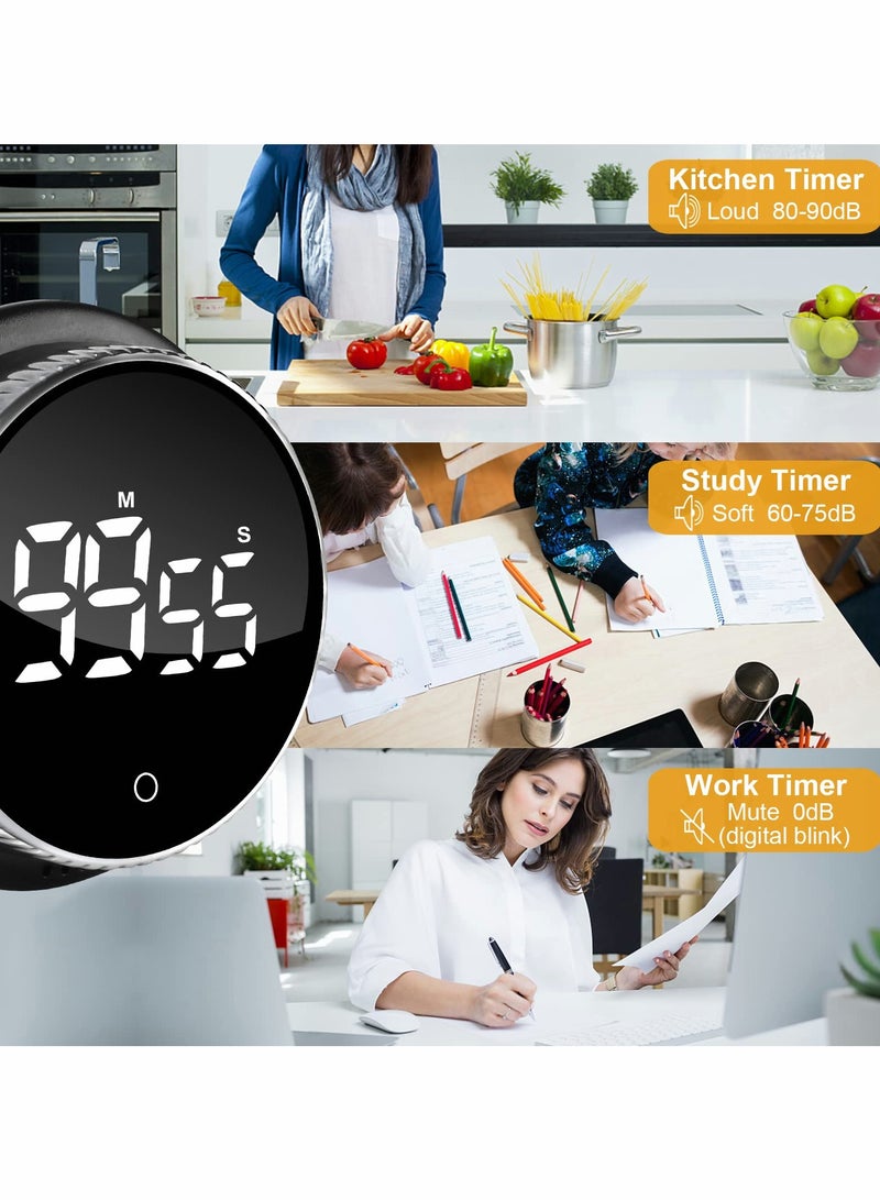 Digital Kitchen Timer, Magnetic Countdown Countup Cooking Timer with Large LED Display and Brightness, Alarm Clock Timer Easy to Use for Kids Elderly, Adjustable Volume for Fook Cooking, Work - Image 2