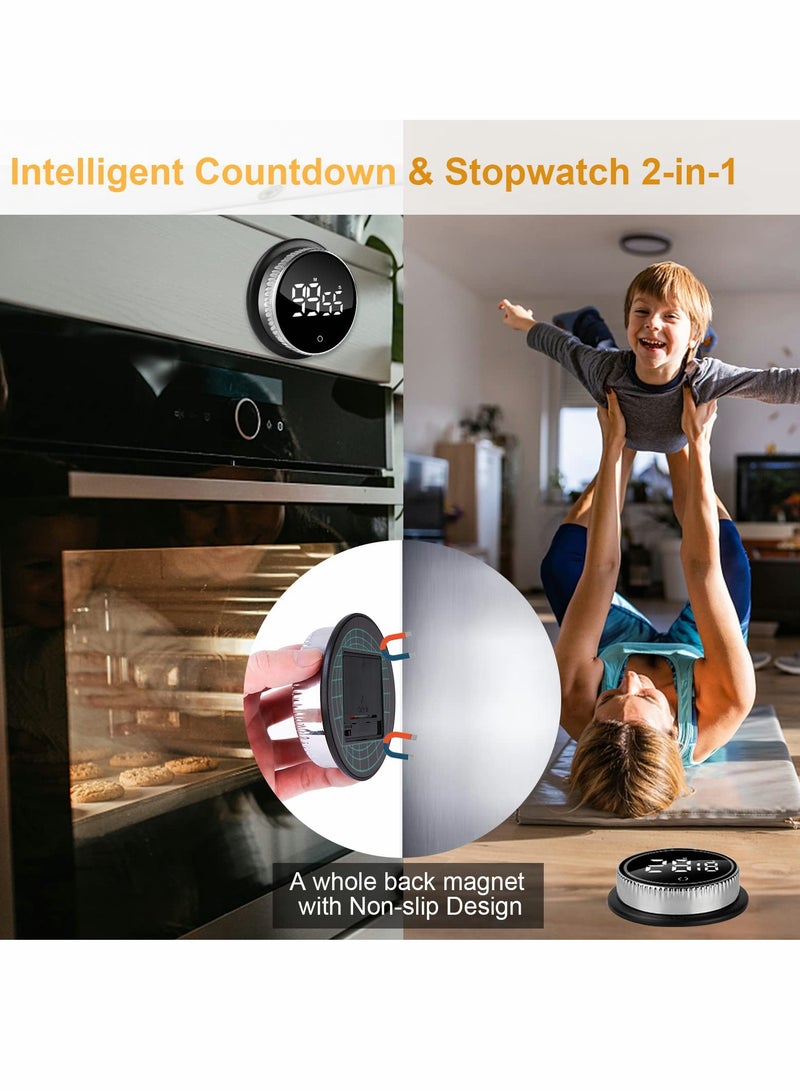 Digital Kitchen Timer, Magnetic Countdown Countup Cooking Timer with Large LED Display and Brightness, Alarm Clock Timer Easy to Use for Kids Elderly, Adjustable Volume for Fook Cooking, Work - Image 4