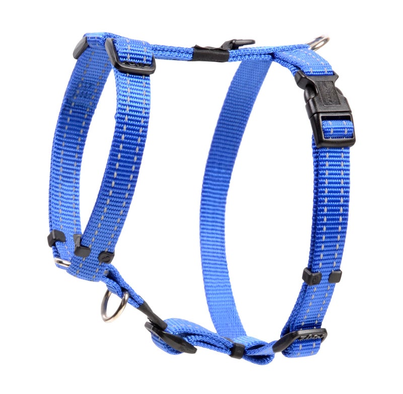 Rogz Reflective Adjustable Dog H Harness for Small to Medium Dogs; matching collar and leash available, Blue - Image 1