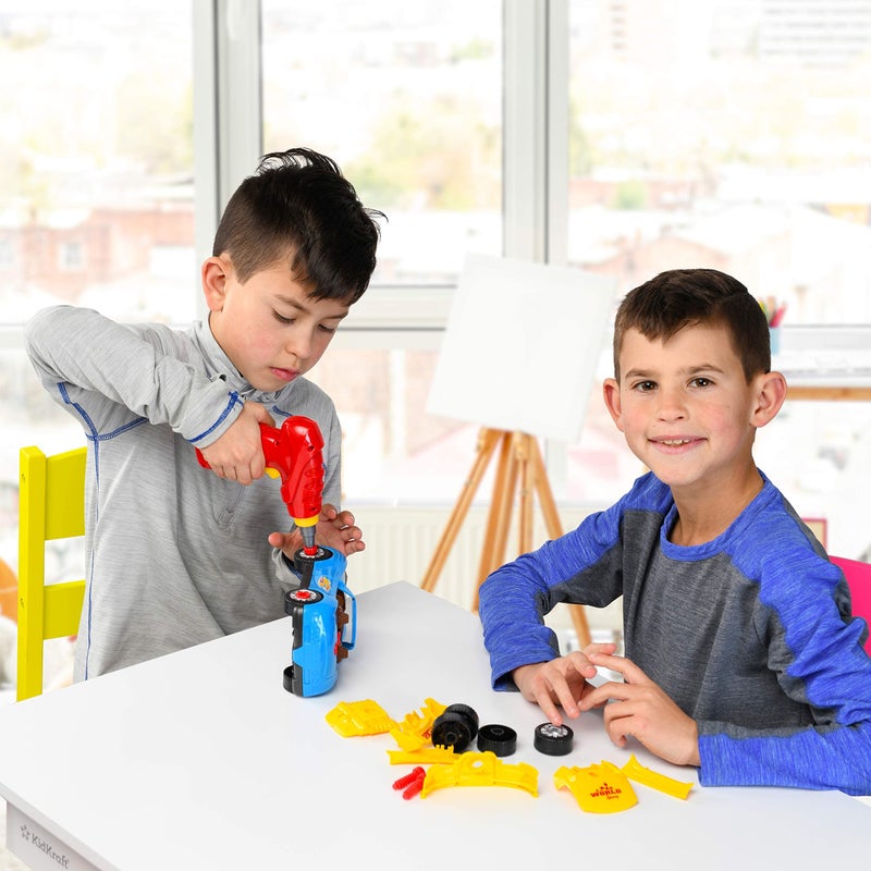Play22 مجموعة سيارات سباق قابلة للتفكيك من بلاي22 - 30 قطعة - اصنع سيارتك الخاصة مع المثقاب، أصوات المحرك والأضواء - مجموعة بناء سيارات تعليمية للأطفال من 3 سنوات فما فوق - Image 4