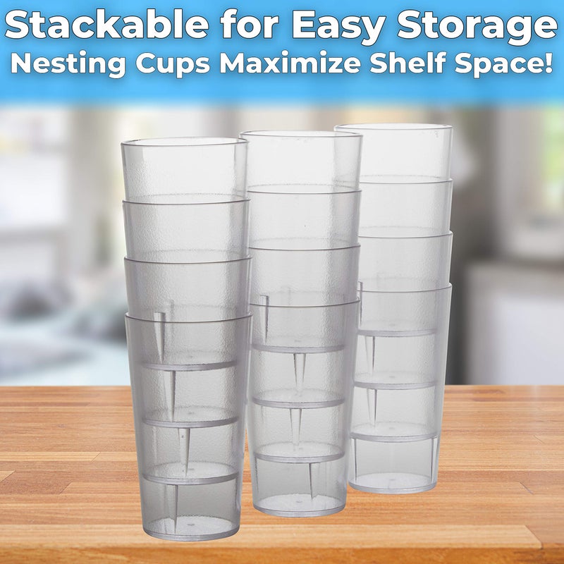 Avant Grub Restaurant Grade  BPA-Free 12oz Clear Plastic Cups 6pk. Super Durable  Break Resistant Drinking Glasses for Cafe  Party  Catering. Reusable  Stackable Tumblers with Textured Grip Design - Image 4