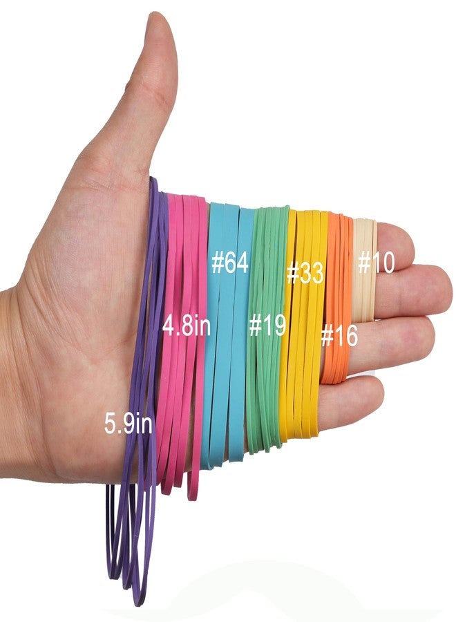 Foshine Rubber Bands Assorted Size Multicolor 0.5lb Elastic Bands for School Home Office Supplies Size#10,Size#16,Size#19,Size#33,Size#64,Size# 4.8",Size#5.9" - Image 4