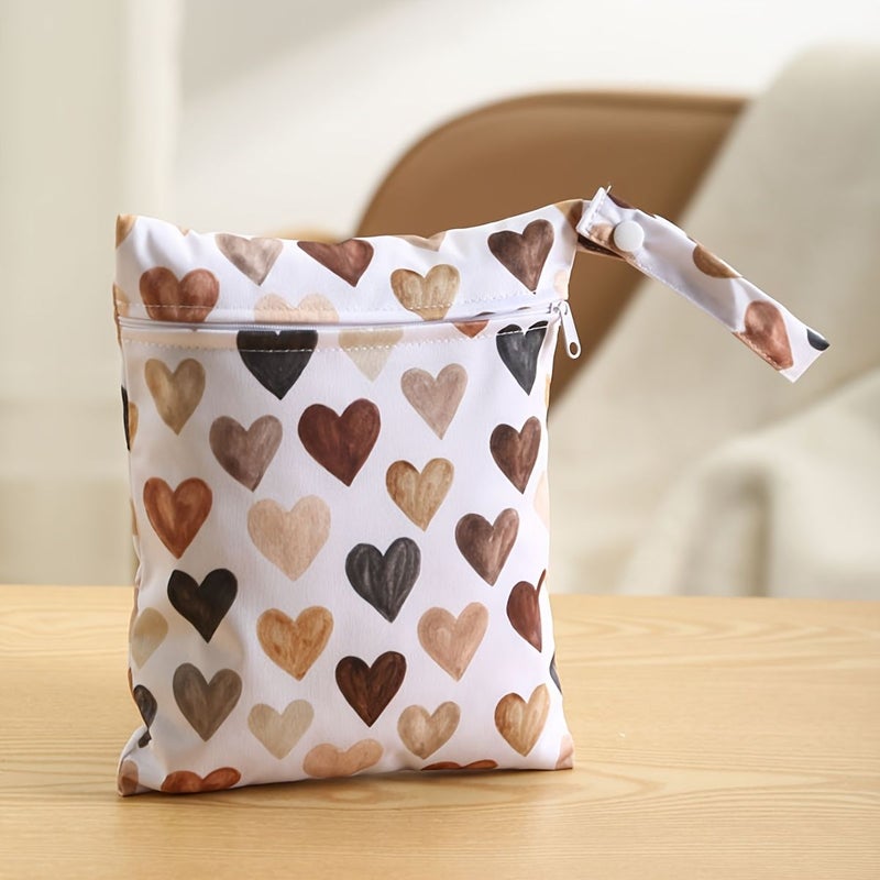 1pc 2025 Coffee Heart Washable Wet Bag Travel Stroller Diaper Beach - Image 4