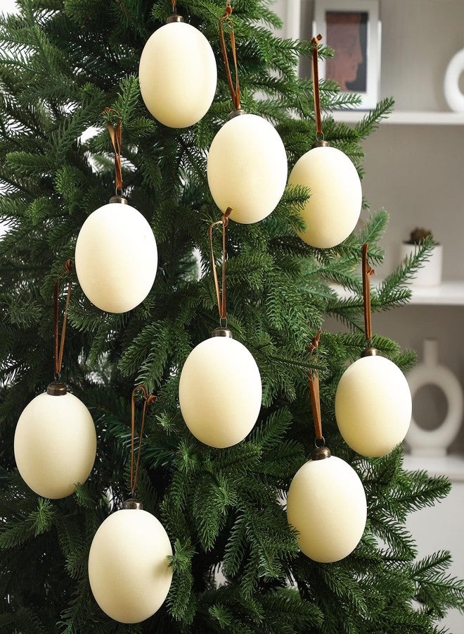 PullCrease 12 Pcs Velvet Christmas Ball Ornaments - 4 Inch Cream White Flocked Christmas Tree Balls Decorative Hanging Ornaments for Xmas Tree, Wreath, Garland or Wedding Holiday Party Decoration - Image 5