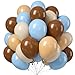 Teslite Blue and Brown Balloons 60 PCS Pastel Macaron Blue White Sand Nude Brown Latex Balloons Set Light Baby Blue Cream Beige Apricot Coffee Party Balloon for Teddy Bear Birthday Baby Shower Decorations - Image 3