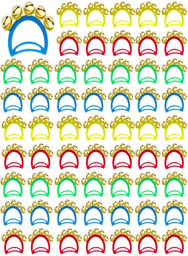 Syhood 100 Pcs Christmas Hand Bell Jingle Bells Bulk Noise Makers Musical Instruments Handheld Christmas Bells Xmas Jingle Bell Noisemaker for Birthday Gifts Xmas Party Favors, 4 Colors - Image 1