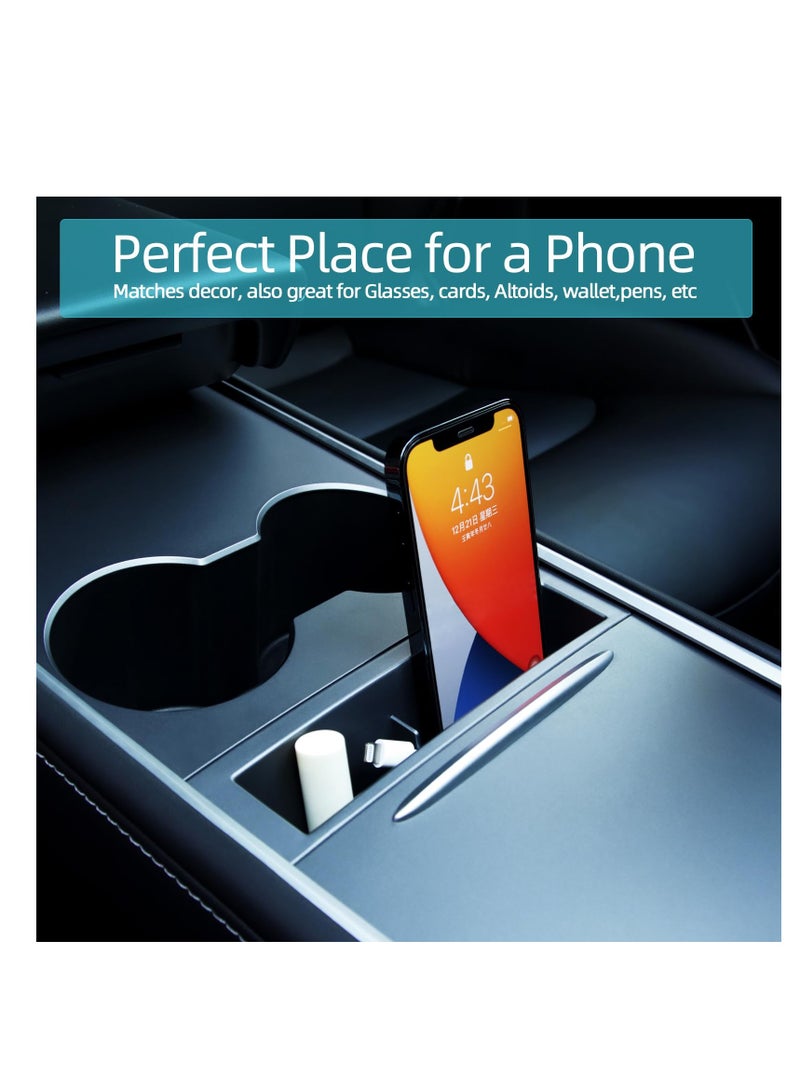 SOLARAE 2023 Tesla Model 3/Y Accessorie, Center Console Organizer Tray, Armrest Hidden Cubby Drawer Storage Box, for Tidy Collection of Documents & Credit Card, ABS Material, for 2021-2023 Model 3/Y - Image 5