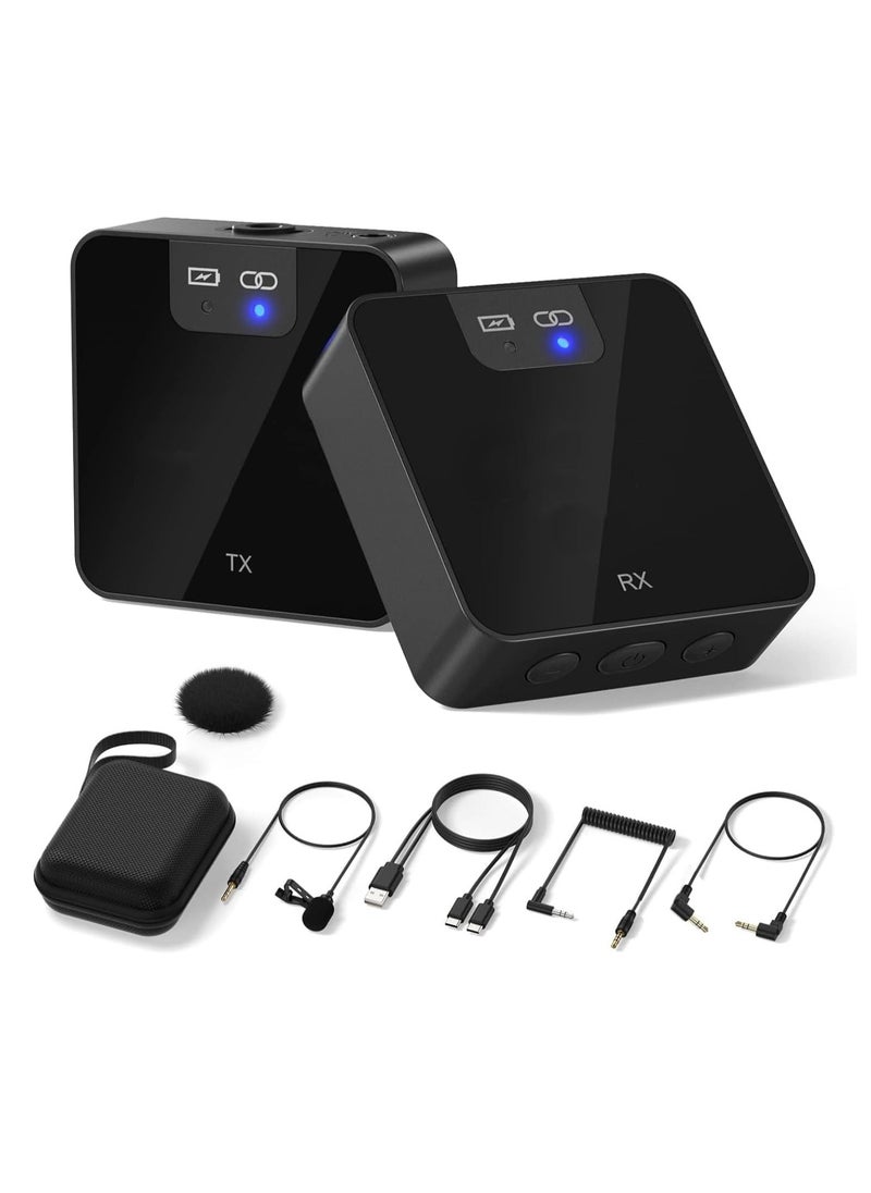 Excefore - Wireless Lavalier Microphone System, 2.4GHz Wireless Microphone System with Transmitter & Receiver for DSLR Cameras, Camcorders and Phones, 230ft Range, Lapel Mic for Recording, Teaching - Image 1
