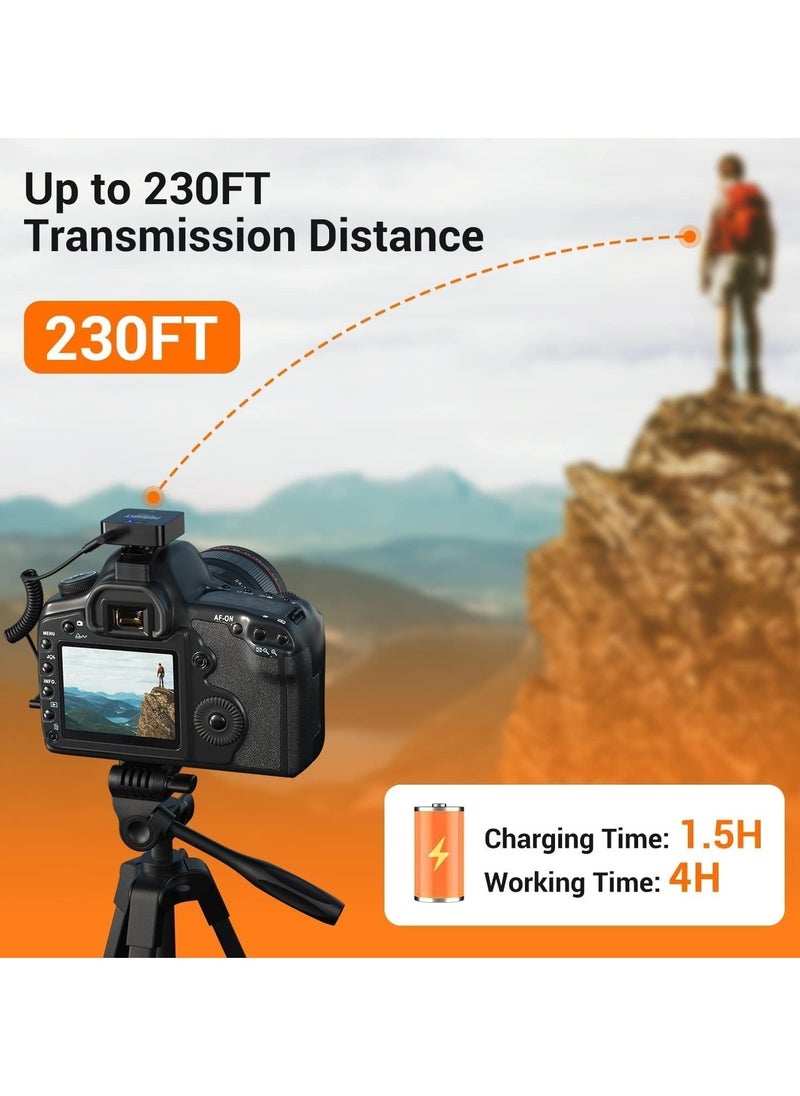 Excefore - Wireless Lavalier Microphone System, 2.4GHz Wireless Microphone System with Transmitter & Receiver for DSLR Cameras, Camcorders and Phones, 230ft Range, Lapel Mic for Recording, Teaching - Image 1