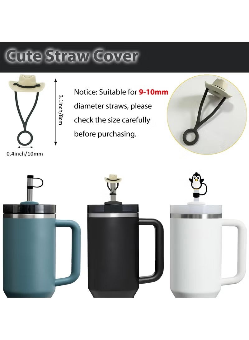 Stanley Cup Accessories Set Including 6 Pcs Silicone Spill Proof Stopper, 2 Pcs Straw Cover Cap for 9-10 mm Straws, 1 Pcs Silicone Boot for Stanley Cup Stanley 40oz & 30oz Tumbler (BLACK) - Image 2