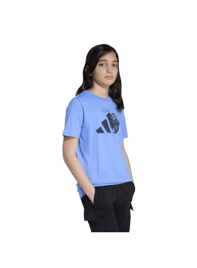 adidas Adidas J Yay Sport T Blue Graphic Tee (Short Sleeve) T-Shirts For Kids