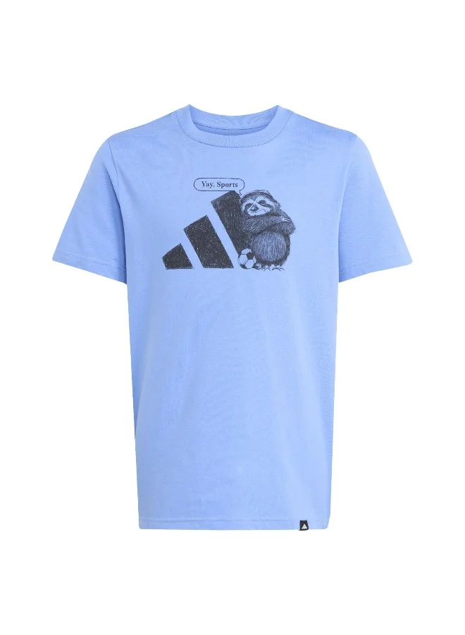 adidas Adidas J Yay Sport T Blue Graphic Tee (Short Sleeve) T-Shirts For Kids