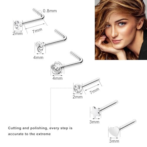 ONESING 36PCS Nose Rings for Women: 20G Stainless Steel Hoops & Studs - Modern Hoop & Stud Design - Silver - Image 3