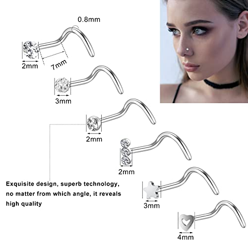 ONESING 36PCS Nose Rings for Women: 20G Stainless Steel Hoops & Studs - Modern Hoop & Stud Design - Silver - Image 2