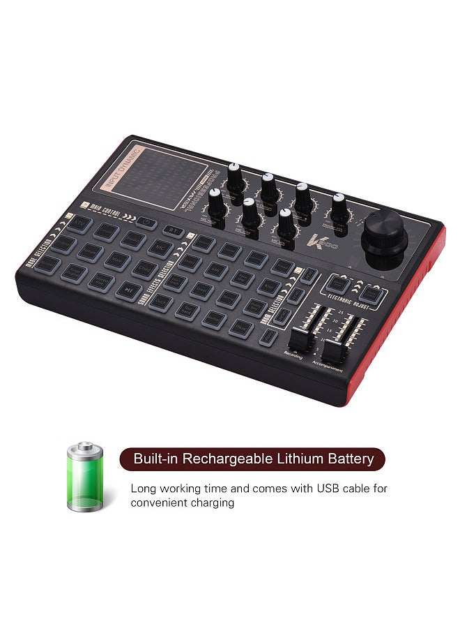 Generic - Sk300 Live Sound Card External Voice Changer Audio Mixer Kit Built-In Rechargeable Battery Multiple Sound Effects With Microphone Mic Stand Earphone - Image 1