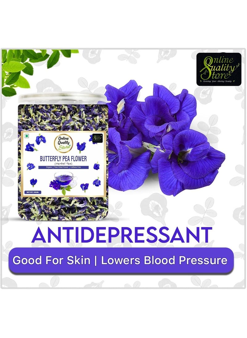 Online Quality Store Online Quality Store Organic Butterfly Pea Flower Tea 50 Gram Blue Pea Tea Relieves Stress Hot Tea, Iced Tea Caffeine Free Herbal Tea  - Image 2