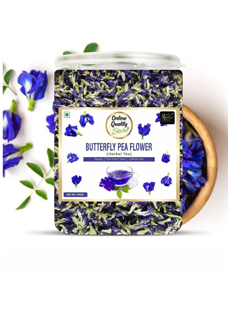 Online Quality Store Online Quality Store Organic Butterfly Pea Flower Tea 50 Gram Blue Pea Tea Relieves Stress Hot Tea, Iced Tea Caffeine Free Herbal Tea  - Image 1