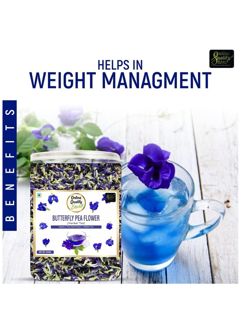 Online Quality Store Online Quality Store Organic Butterfly Pea Flower Tea 50 Gram Blue Pea Tea Relieves Stress Hot Tea, Iced Tea Caffeine Free Herbal Tea  - Image 3