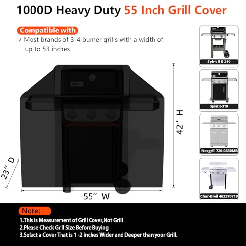 GuardKove [Upgraded 1000D Heavy Duty Fabric] 55" Grill Cover for Outdoor Grill, Waterproof, Tear & Fade Resistant BBQ Cover with Buckle & Air Vent, Gas Grill Cover for 3-4 Burner Weber Nexgrill Char-Broil Grill - Image 2
