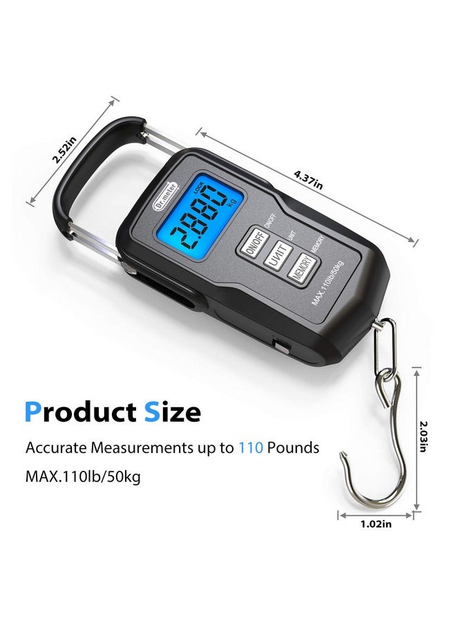 Dr.Meter Dr.Meter Fish Scale Backlit LCD Display FS01: 110lb/ 50kg Digital Luggage Scale with Storage Function Numerical Comparison, Built-in Measuring Tape, Batteries Included - Fishing Gifts for Men  - Image 2