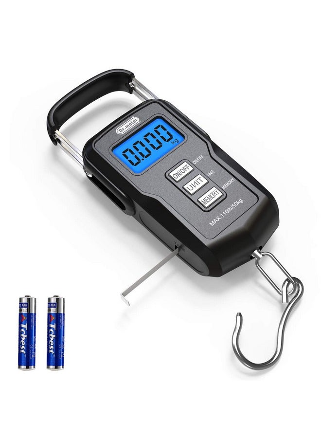 Dr.Meter Dr.Meter Fish Scale Backlit LCD Display FS01: 110lb/ 50kg Digital Luggage Scale with Storage Function Numerical Comparison, Built-in Measuring Tape, Batteries Included - Fishing Gifts for Men  - Image 1