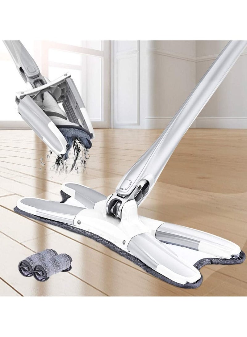 ممسحة أرضية من الألياف الدقيقة قابلة للتخلص منها، مسطحة، يدوية، قابلة للعصر، أداة تنظيف منزلية دوارة - Image 1