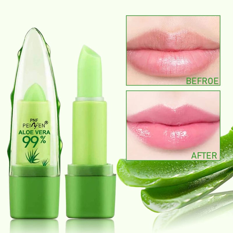 Eakroo 2 Pack Aloe Vera Lipstick, Long Lasting Lip Care Nutritious Plumper Lip Balm, Moisturizer Magic Color Changing Crystal Jelly Lipstick, Lip Gloss Matte Makeup Tinted Lip Balm (Green A) - Image 2