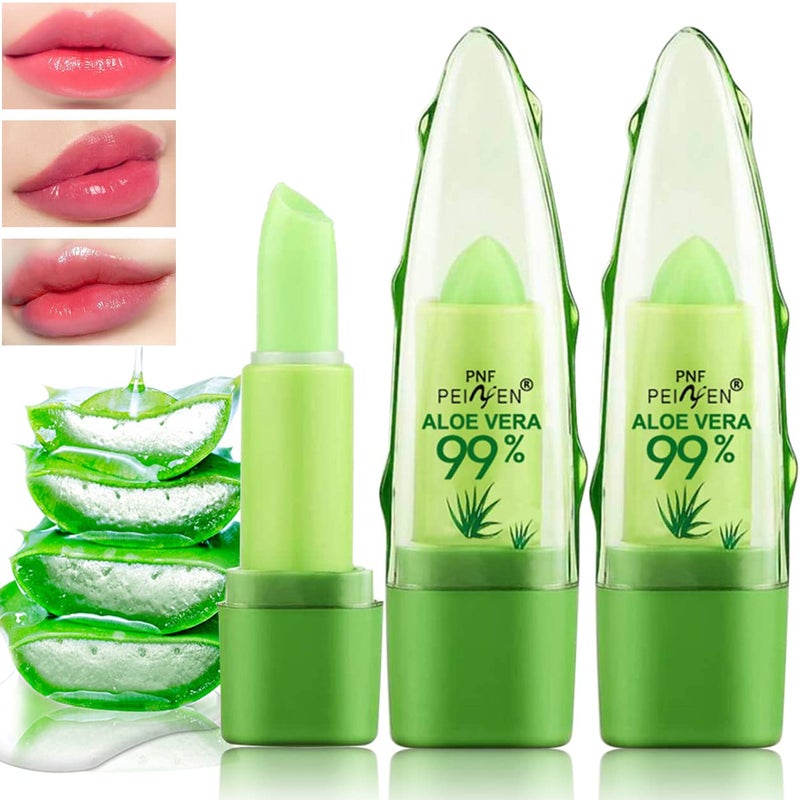 Eakroo 2 Pack Aloe Vera Lipstick, Long Lasting Lip Care Nutritious Plumper Lip Balm, Moisturizer Magic Color Changing Crystal Jelly Lipstick, Lip Gloss Matte Makeup Tinted Lip Balm (Green A) - Image 1